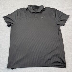 Nike‎ Golf Polo Men XL Black Dri-Fit Miami Heat Embroidered Logo Athletic Fit